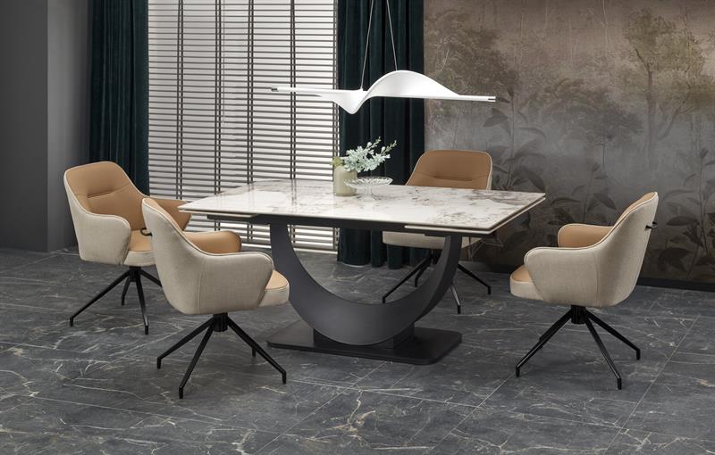 FERNANDO extension table, white marble / black DIOMMI-60-29242