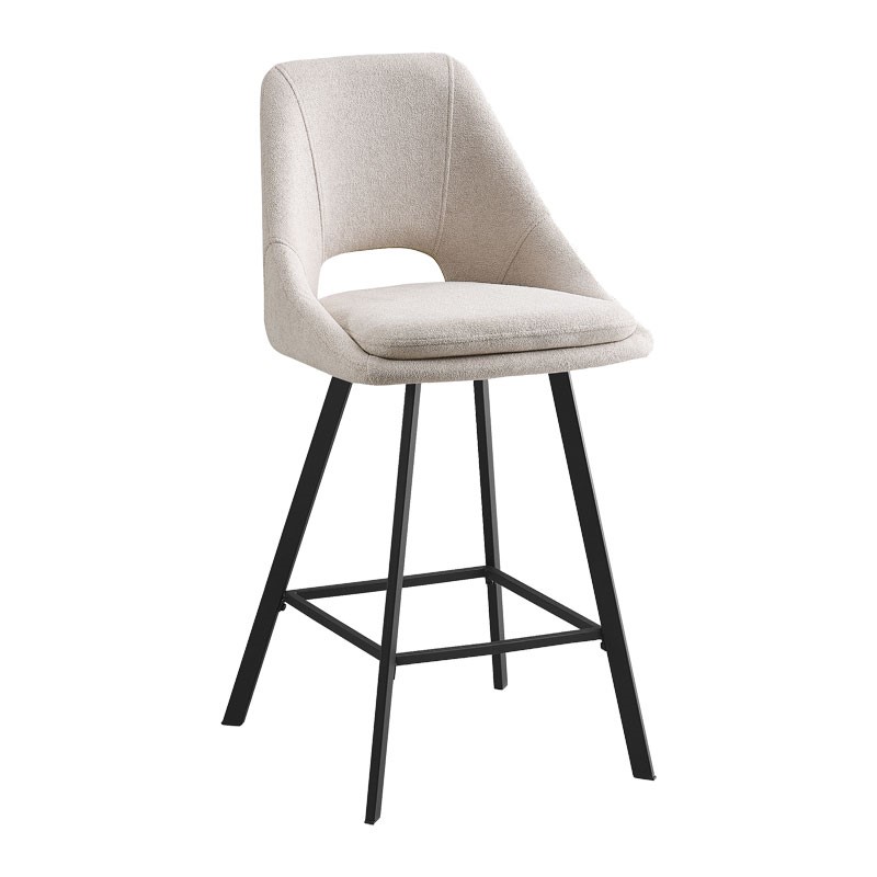 Intrahome Σκαμπό μπαρ Initiate Intrahome κρεμ μπουκλέ ύφασμα-πόδι μαύρο μέταλλο 48x56x98εκ | SKU: INTRAPA-104111130