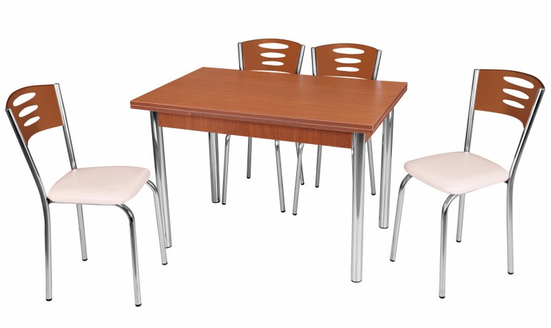 Σετ τραπεζαρίας “ROBY” 5 τμχ από MDF/μέταλλο σε χρώμα καρυδί 110x70x75 100-01863 Σετ τραπεζαρίας “ROBY” 5 τμχ από MDF/μέταλλο σε χρώμα καρυδί 110x70x75 100-01863