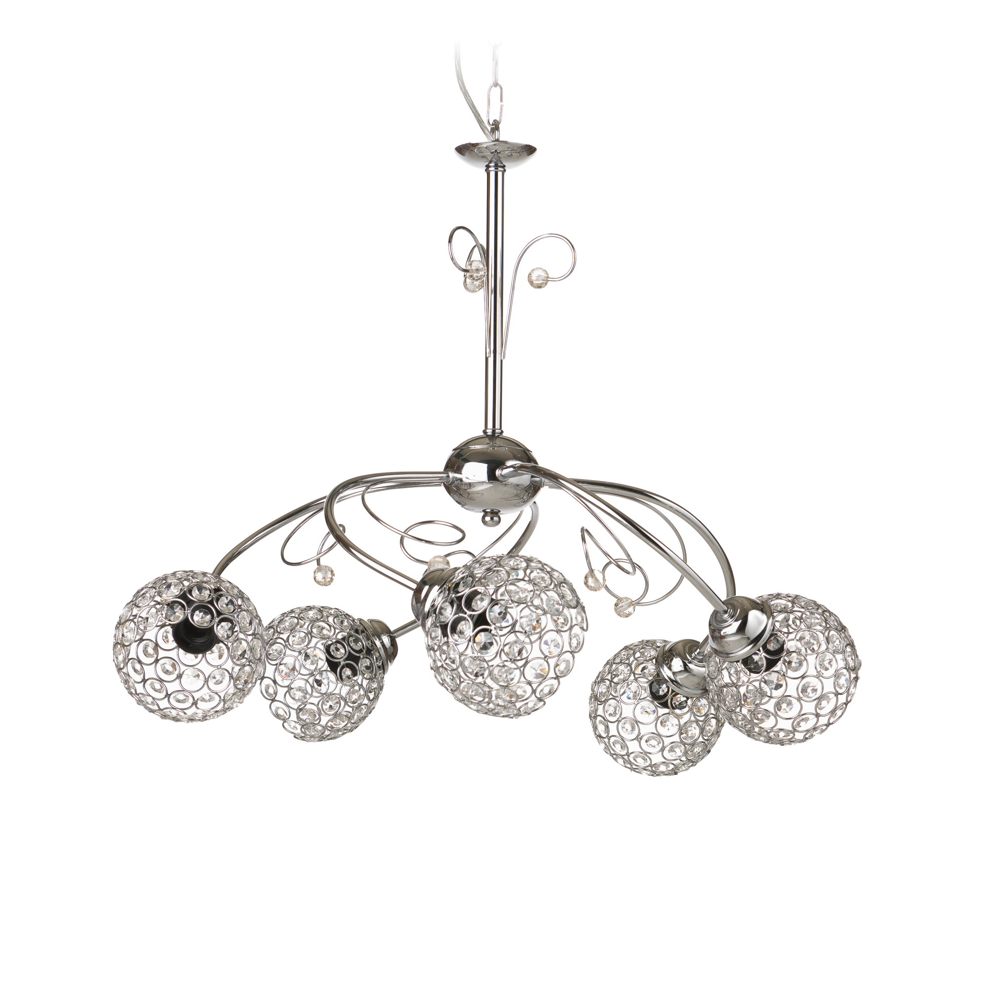 Φωτιστικό οροφής ''CAROLINA PLUS'' chrome-νίκελ 5φωτο Φ58 E27 100-03532