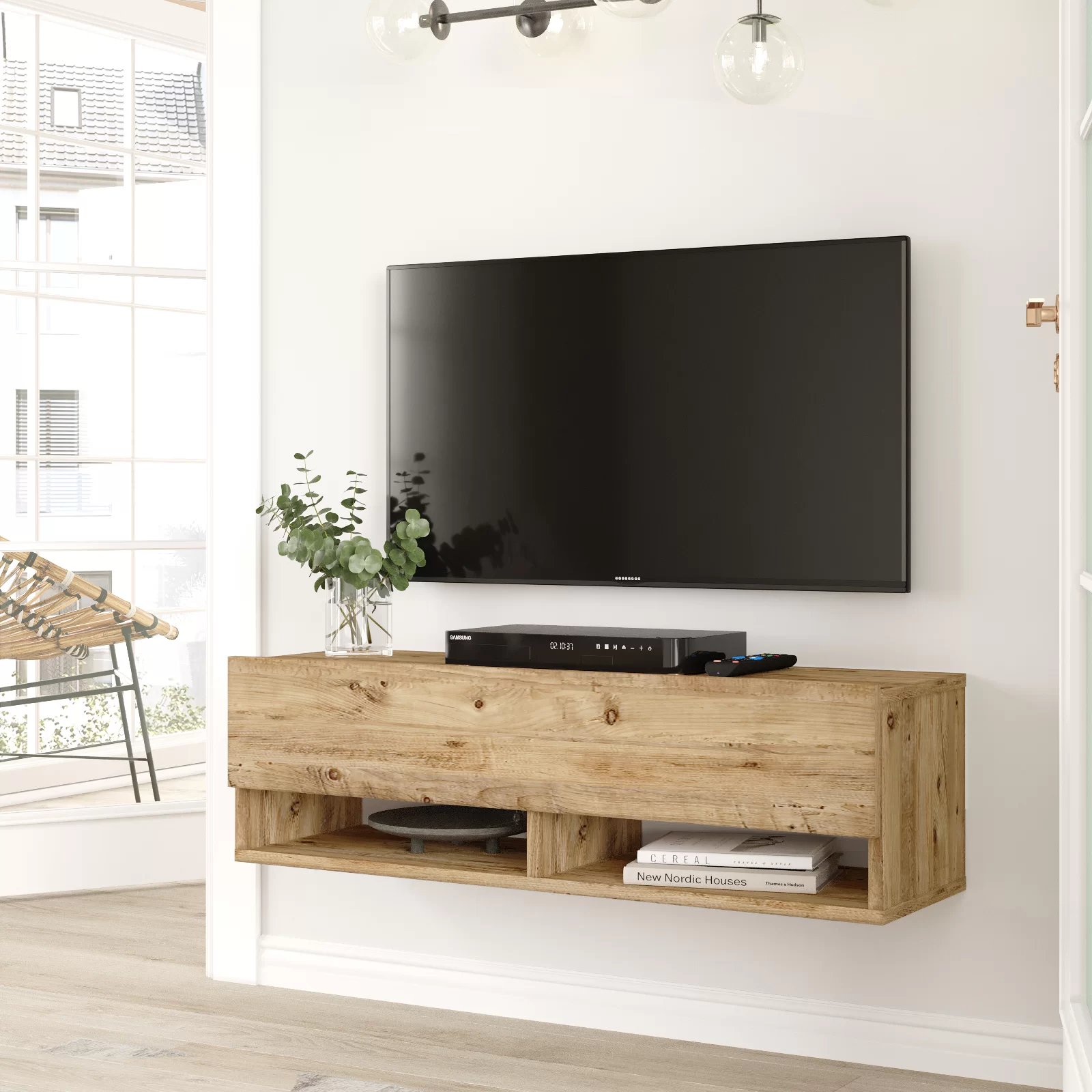 Έπιπλο τηλεόρασης επιτοίχιο “VIANA” σε χρώμα atlantic pine 100x32x30 100-03611