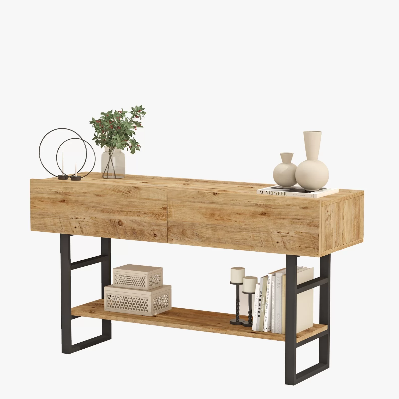 Κονσόλα “VIANA” σε atlantic pine/μαύρο χρώμα 139x43x76 100-03627 Κονσόλα “VIANA” σε atlantic pine/μαύρο χρώμα 139x43x76 100-03627