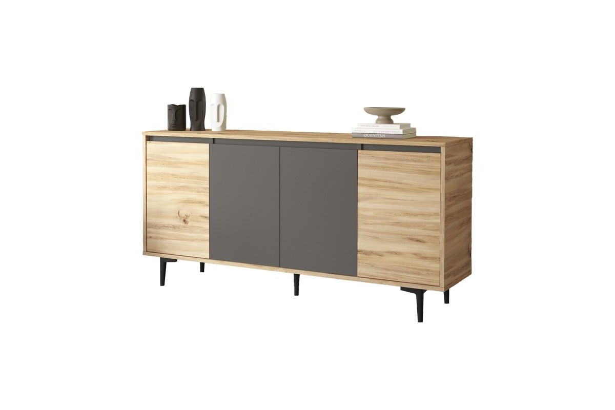 Μπουφές “VIANA” σε atlantic pine/ανθρακί χρώμα 160x40x79 100-03629 Μπουφές “VIANA” σε atlantic pine/ανθρακί χρώμα 160x40x79 100-03629