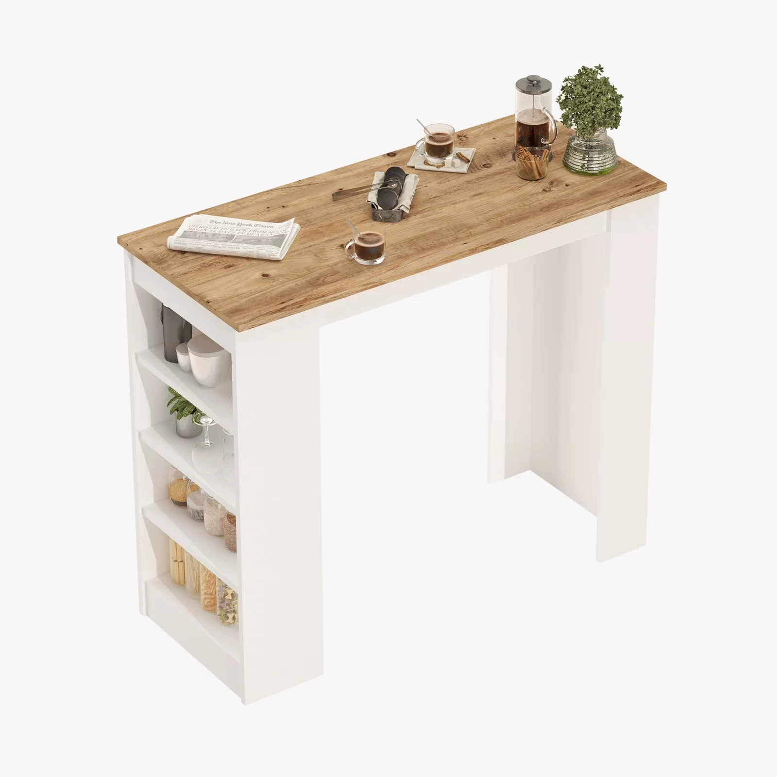 Βοηθητικό τραπέζι μπαρ "VIANA" σε atlantic pine/λευκό χρώμα 120x52x102 100-03630