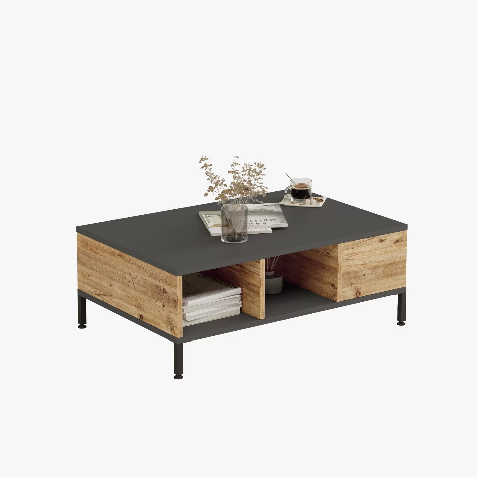 Τραπέζι σαλονιού “VIANA” σε atlantic pine/ανθρακί χρώμα 90x60x33 100-03633 Τραπέζι σαλονιού “VIANA” σε atlantic pine/ανθρακί χρώμα 90x60x33 100-03633