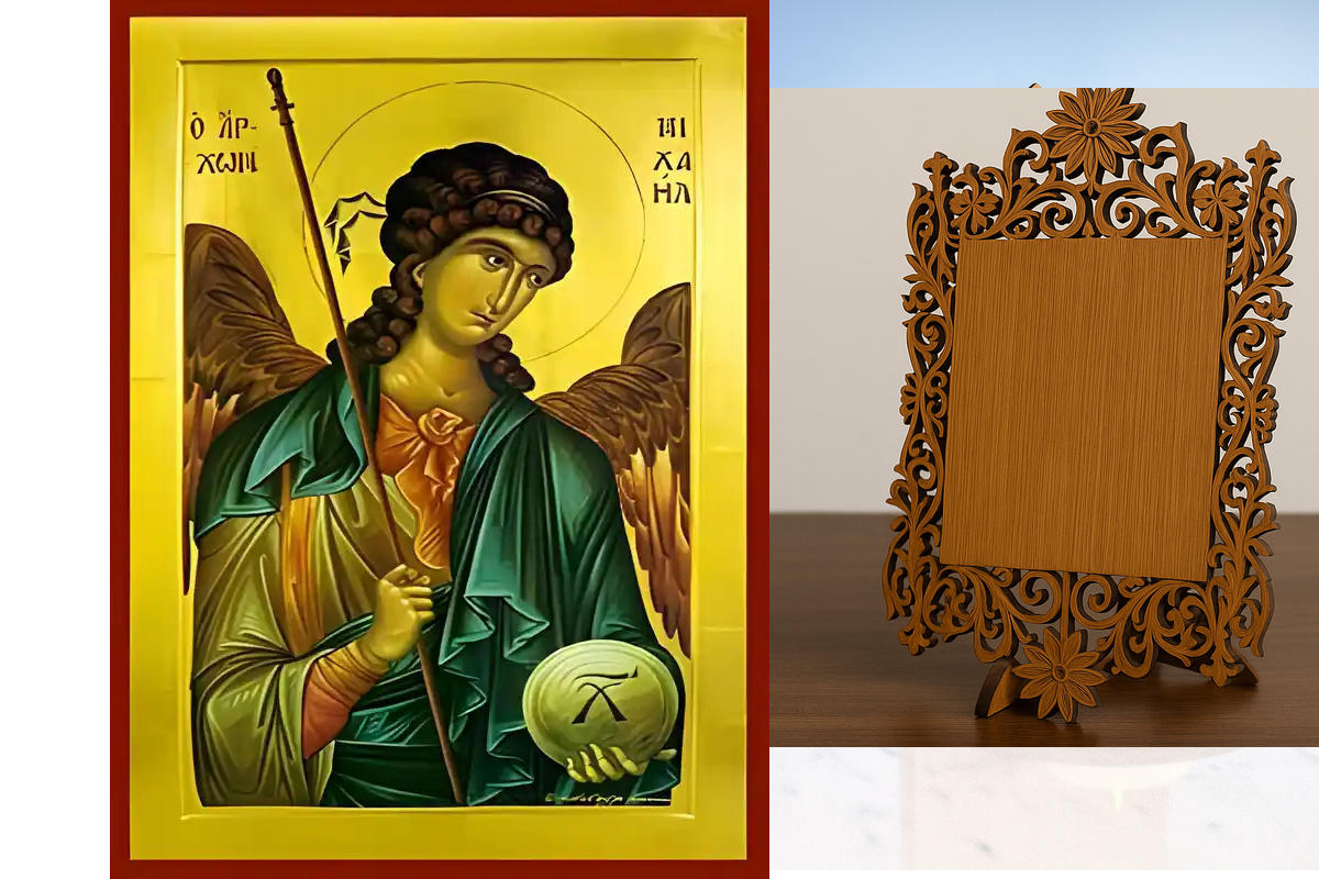 Εικόνα Ορθοδοξίας Δαντέλα μαζι με  Βάση σε  8 χρώματα με περίγραμμα χρυσό σε ξύλο Plywood (Πλακάζ)   με  βάση The Seven Myrrhbearers, Ξύλινη Χειροποίητη Εικόνα Ελληνικού Premium Βυζαντινού Στυλ Κρεμασμένο σε ξύλινη πλάκα Χειροποίητη Ελληνορθόδοξη εικόνα τ