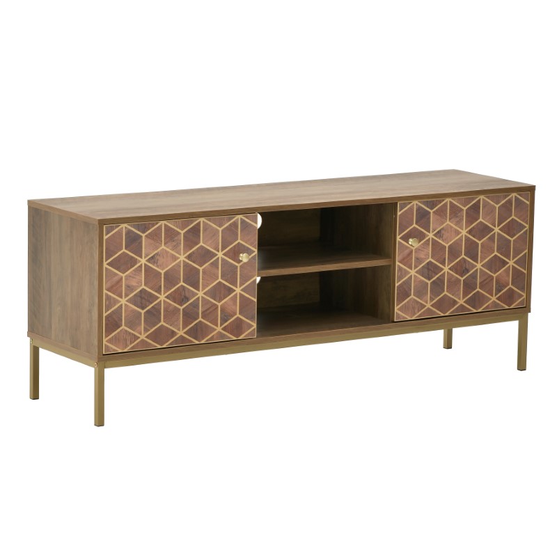 Έπιπλο τηλεόρασης Brilo Inart καφέ-χρυσό ξύλο 145x39x55εκ 115-003189 Έπιπλο τηλεόρασης Brilo Inart καφέ-χρυσό ξύλο 145x39x55εκ 115-003189