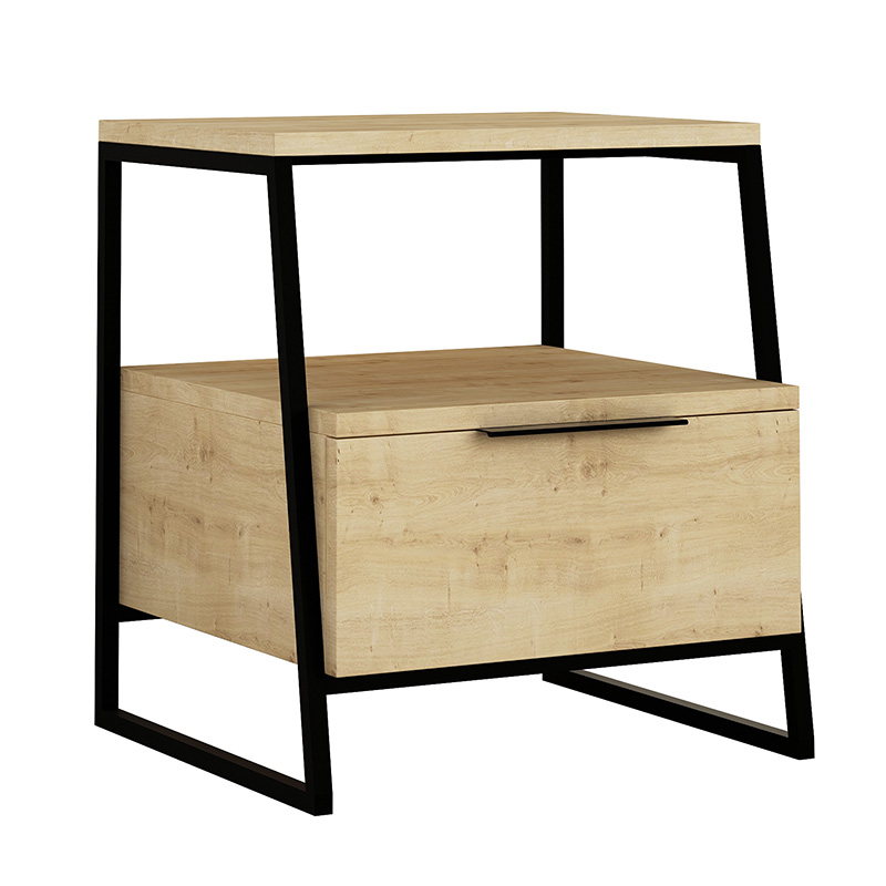 Κομοδίνο Johana pakoworld μαύρο-oak 45x40x50εκ 119-001163