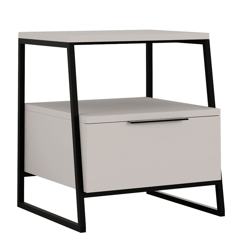 Κομοδίνο Johana pakoworld μαύρο-εκρού 45x40x50εκ 119-001164 Κομοδίνο Johana pakoworld μαύρο-εκρού 45x40x50εκ 119-001164