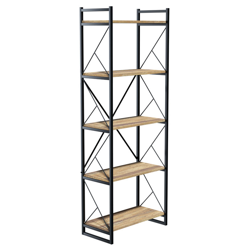 Βιβλιοθήκη Baker pakoworld καρυδί-μαύρο 66x34x180εκ 120-000330 Βιβλιοθήκη Baker pakoworld καρυδί-μαύρο 66x34x180εκ 120-000330