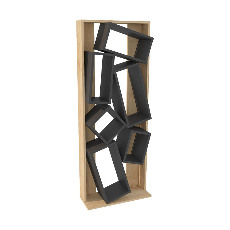 Βιβλιοθήκη Jamey pakoworld φυσικό-ανθρακί 60x24x153,6εκ 120-000395 Βιβλιοθήκη Jamey pakoworld φυσικό-ανθρακί 60x24x153,6εκ 120-000395