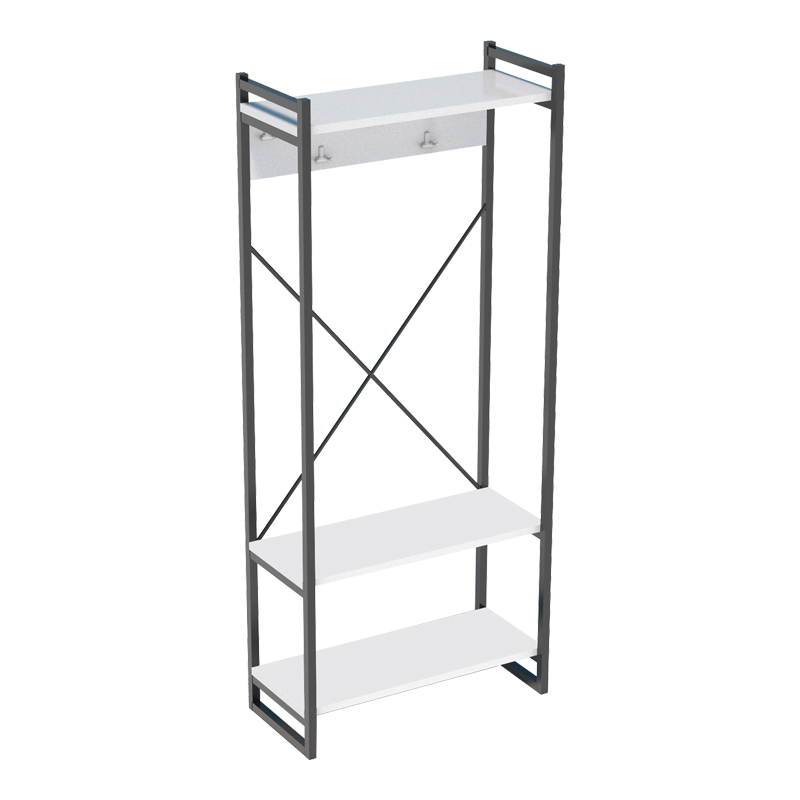 Intrahome Έπιπλο εισόδου με κρεμάστρα FUJIINA Intrahome μαύρο μέταλλο και μελαμίνη σε λευκή απόχρωση 90x34x180εκ | SKU: INTRAPA-231111570