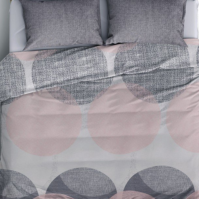 Σετ παπλωματοθήκη Leron Cotton Box 4 τμχ Διπλή (200x220) χρώμα γκρι