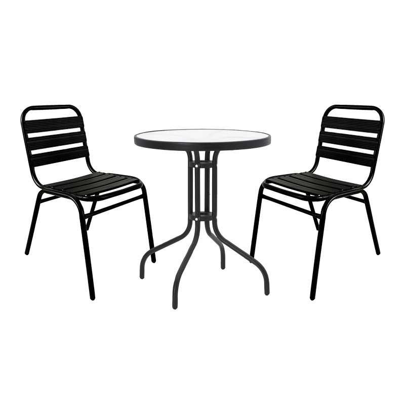 Intrahome Τραπεζαρία Sussie- CARPATHIANRA Intrahome σετ 3τεμ μέταλλο μαύρο-γυαλί Φ60x70εκ | SKU: INTRAPA-241111228