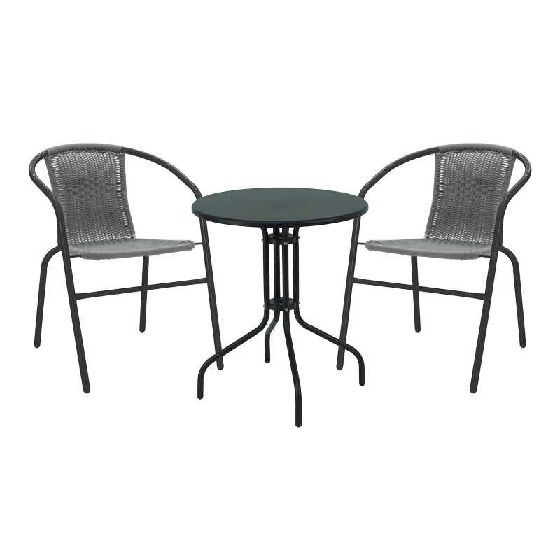 Intrahome Τραπεζαρία Vergo-Obbi Intrahome 3τεμ μαύρο μέταλλο Φ60x70εκ | SKU: INTRAPA-241111251