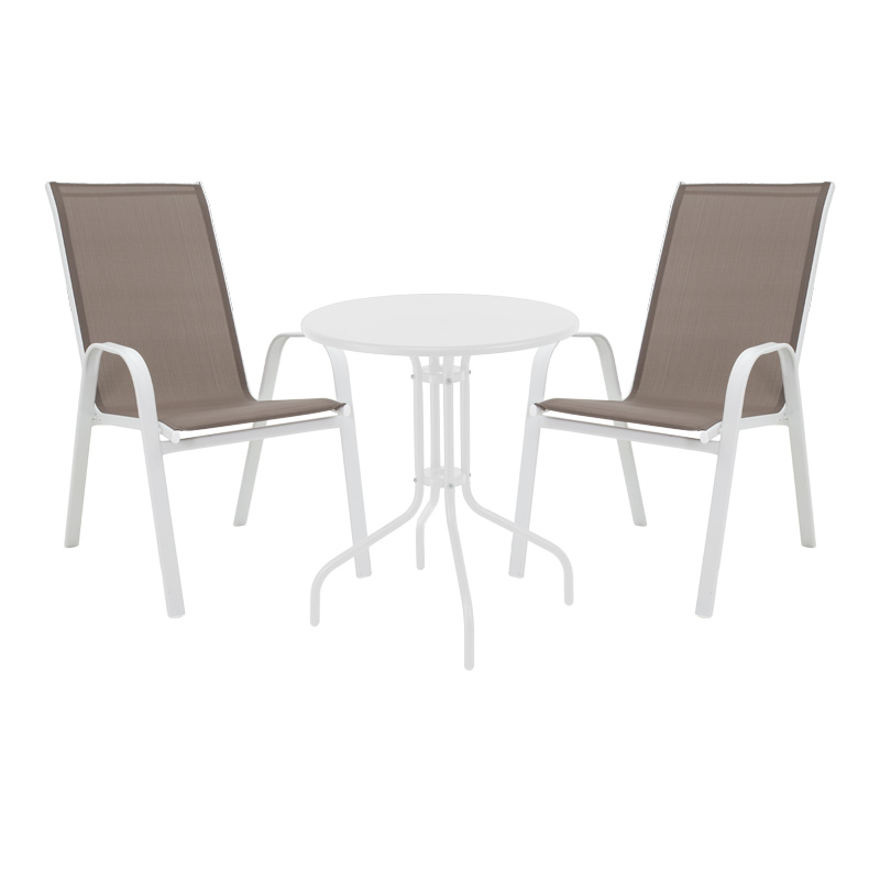 Intrahome Τραπεζαρία Vergo-Calan Intrahome 3τεμ λευκό μέταλλο Φ60x70εκ | SKU: INTRAPA-241111253