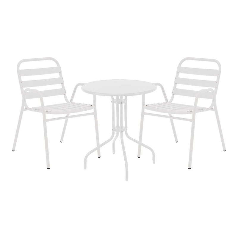 Intrahome Τραπεζαρία Vergo-Sussie Intrahome σετ 3τεμ λευκό μέταλλο Φ60x70εκ | SKU: INTRAPA-241111254