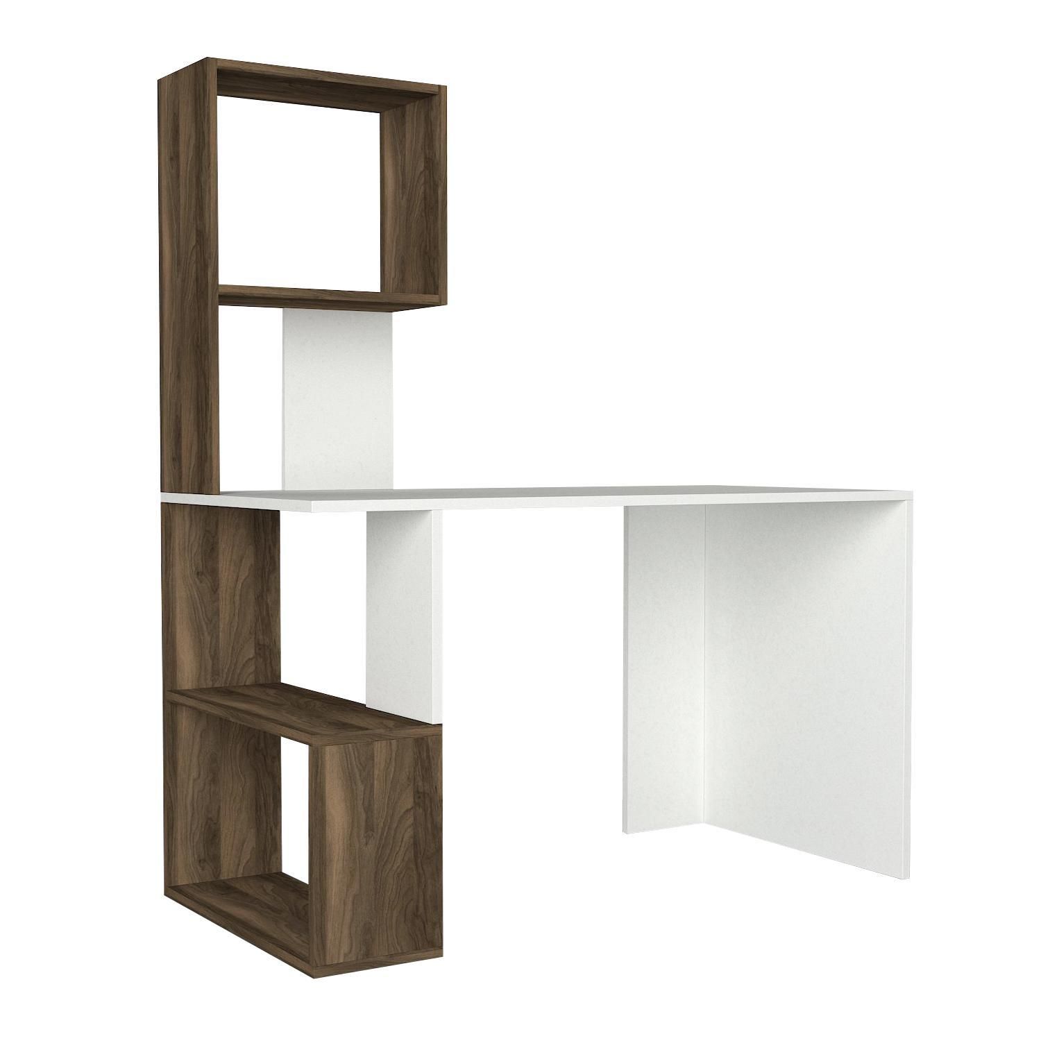 Γραφείο-Βιβλιοθήκη ArteLibre ArteLibre SIROS Λευκό/Καρυδί Μοριοσανίδα/Μελαμίνη 120x60x74/148cm Arte-14410021