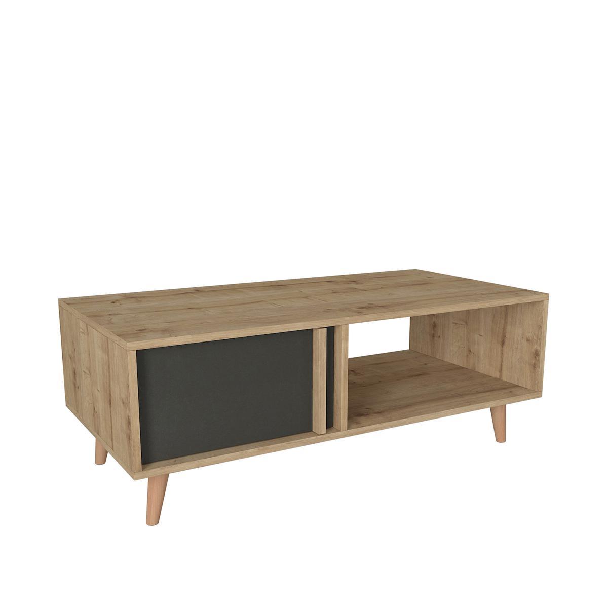 Τραπεζάκι Σαλονιού ArteLibre ANDROS Φυσικό/Ανθρακί Μοριοσανίδα/Μελαμίνη 120x60x45cm Arte-14410186