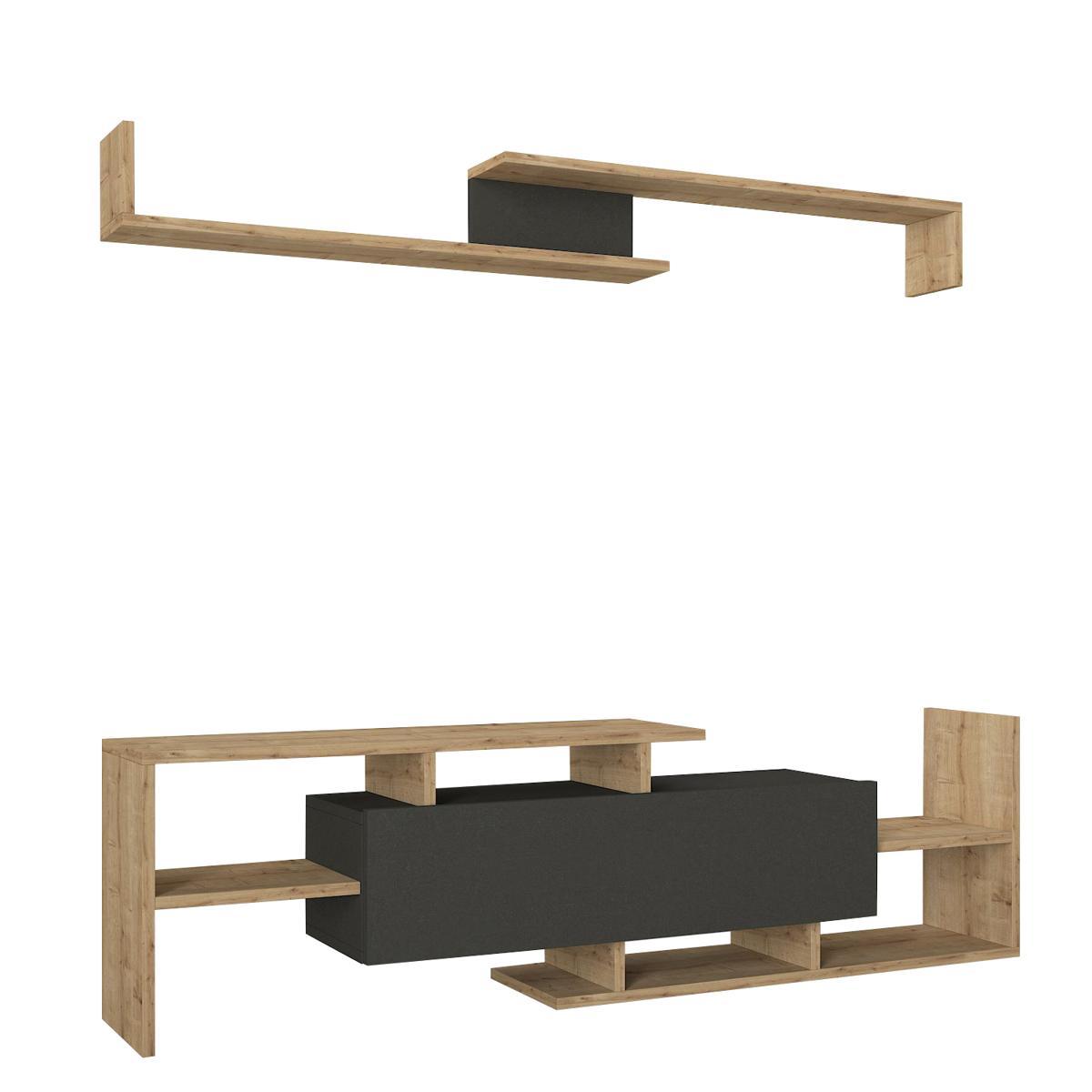 Σύνθετο Τηλεόρασης ArteLibre DREAM Φυσικό/Ανθρακί Μοριοσανίδα/Μελαμίνη 154x25x170cm Arte-14410215