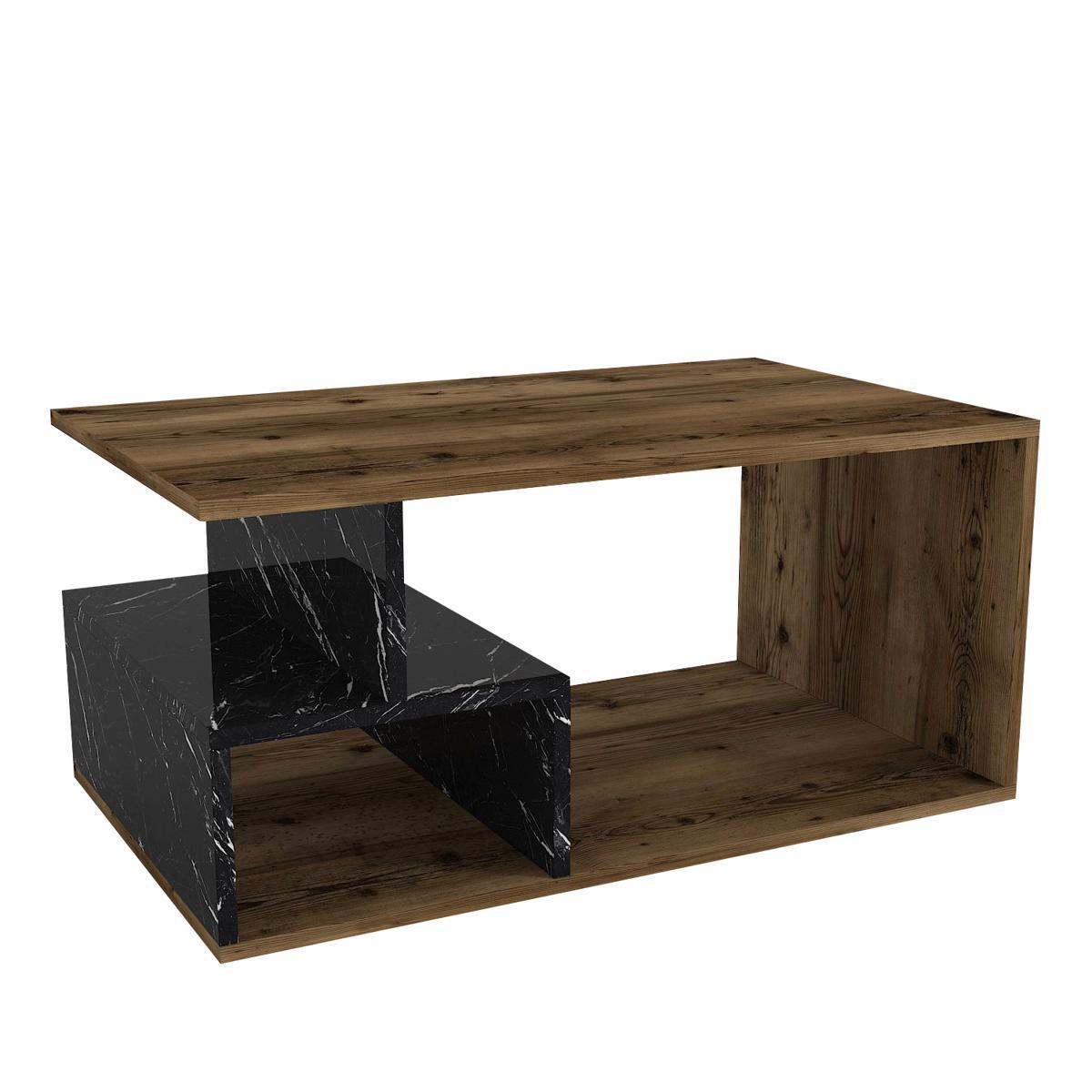 Τραπεζάκι Σαλονιού ArteLibre DRAKE Καρυδί/Μαύρο Μοριοσανίδα/Μελαμίνη 90x54x42cm Arte-14410310