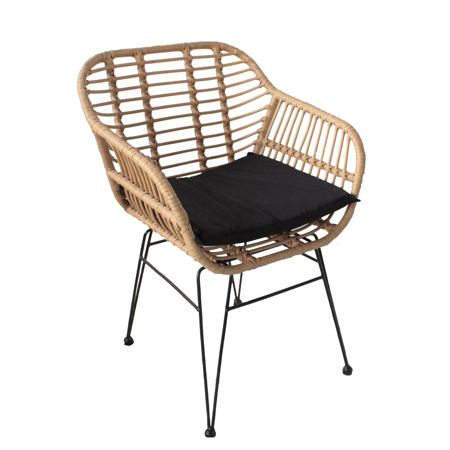 Καρέκλα Κήπου ArteLibre ACTORIUS Φυσικό/Μαύρο Μέταλλο/Rattan 57x53x81cm Arte-14510019