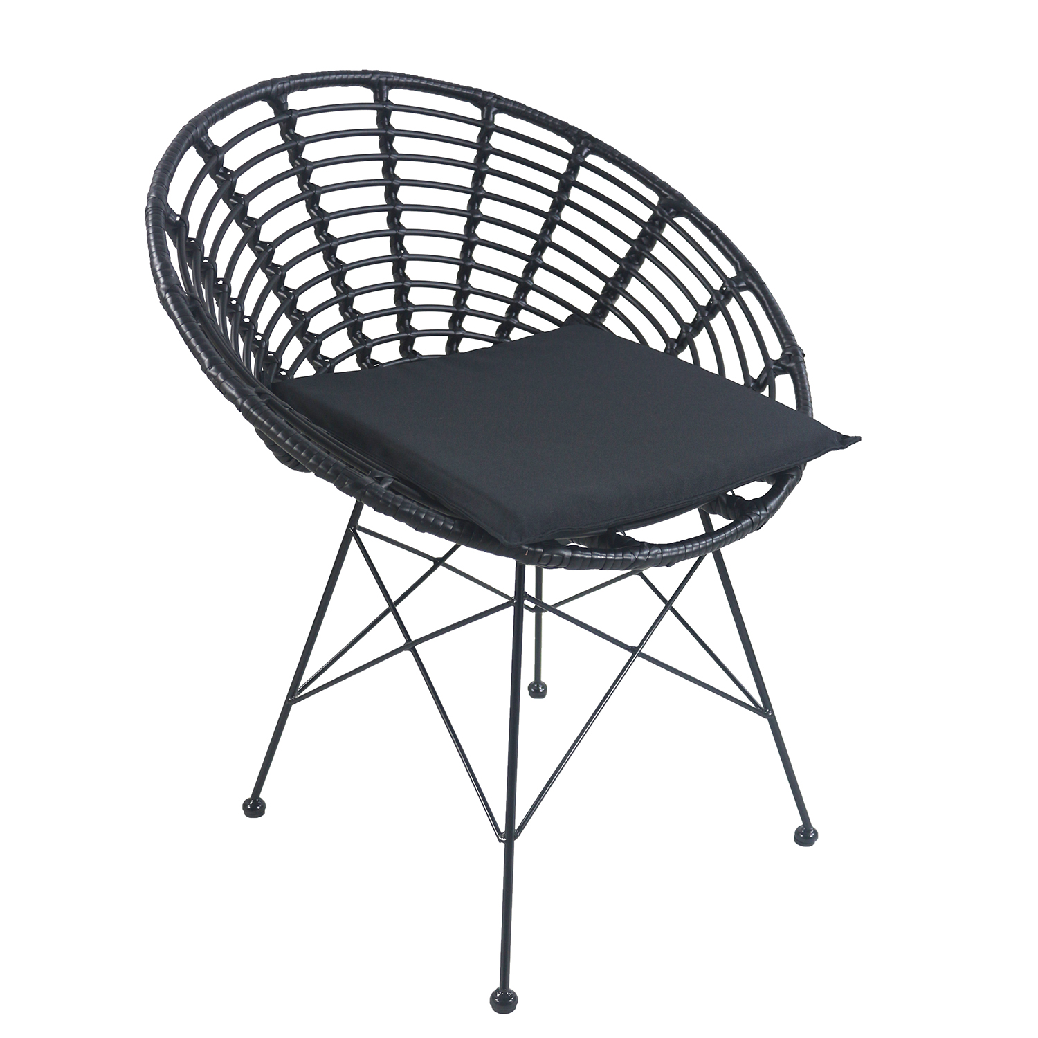 Καρέκλα Κήπου ArteLibre AELIUS Μαύρο Μέταλλο/Rattan 72x62x78cm Arte-14510022