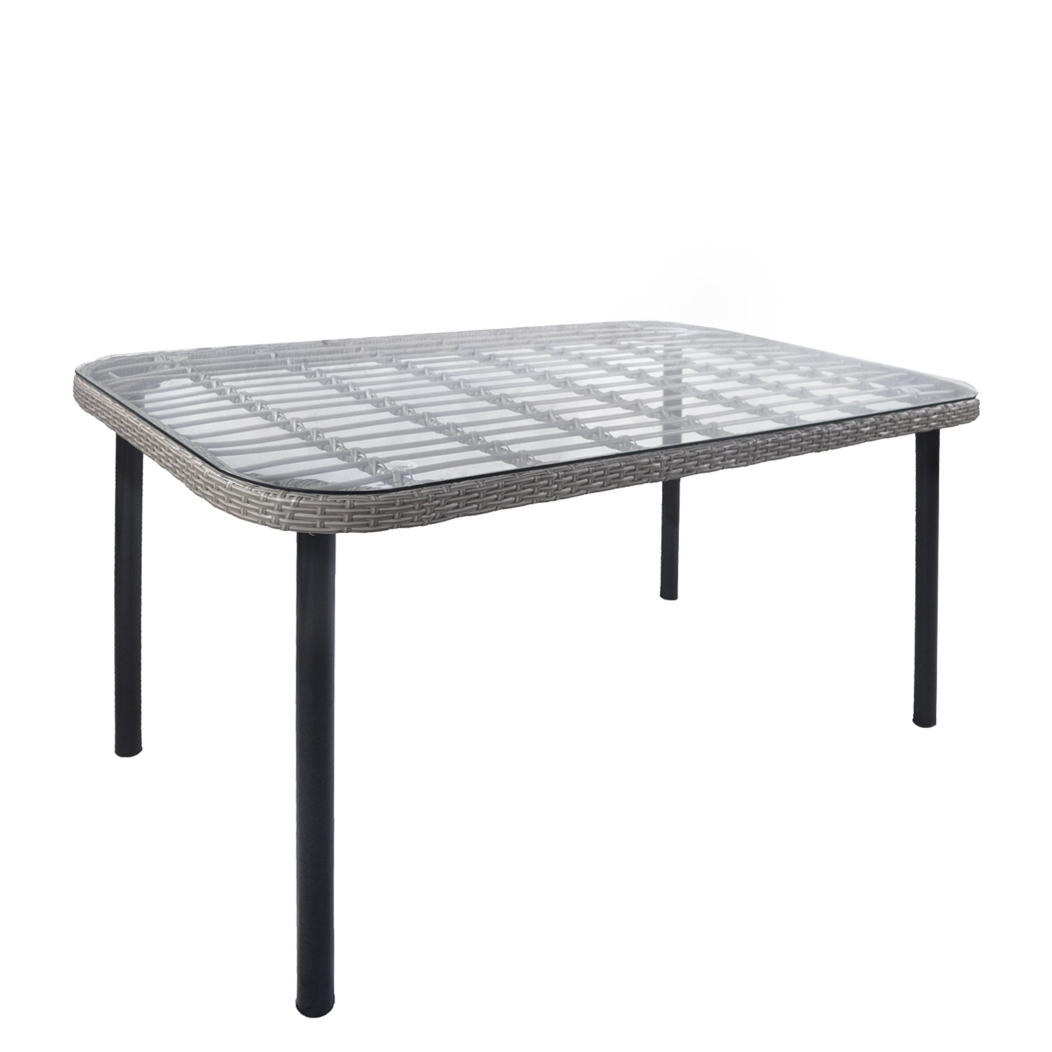 Τραπέζι Κήπου ArteLibre AMPLAS Γκρι/Μαύρο Μέταλλο/Rattan/Γυαλί 140x80x73cm Arte-14510033 Τραπέζι Κήπου ArteLibre AMPLAS Γκρι/Μαύρο Μέταλλο/Rattan/Γυαλί 140x80x73cm Arte-14510033