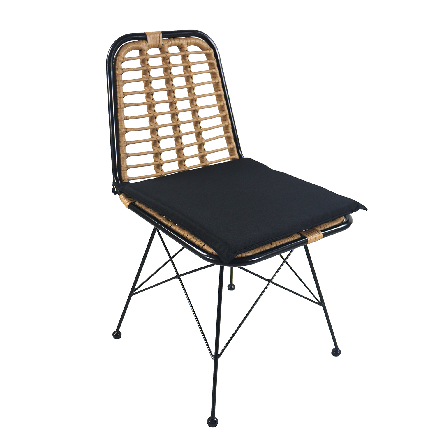 Καρέκλα Κήπου ArteLibre ATILIUS Φυσικό/Μαύρο Μέταλλο/Rattan 46x59x83cm Arte-14510051