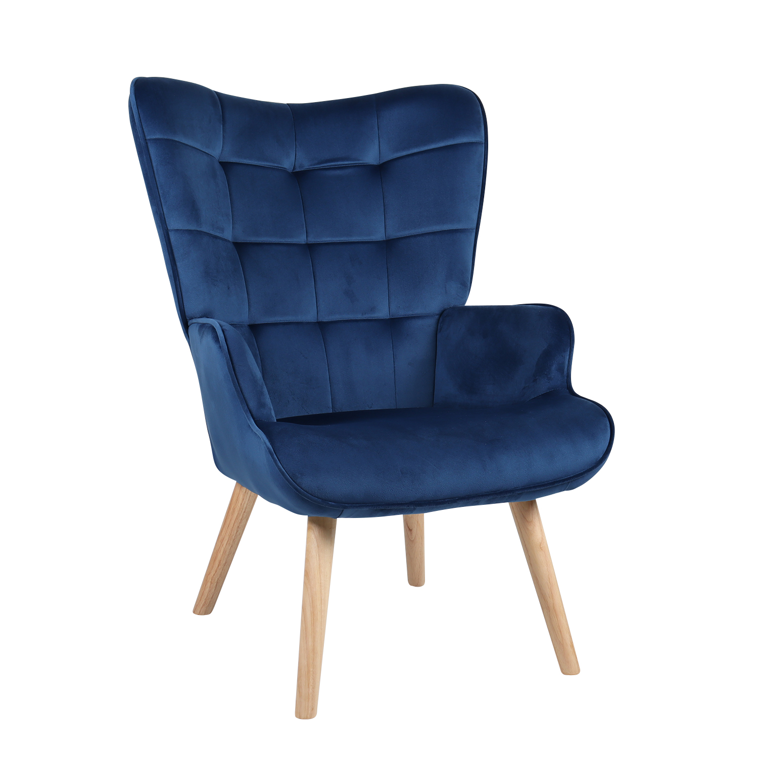 Πολυθρόνα ArteLibre MARION Μπλε Βελούδο/Ξύλο 73x69x96cm Arte-14770017