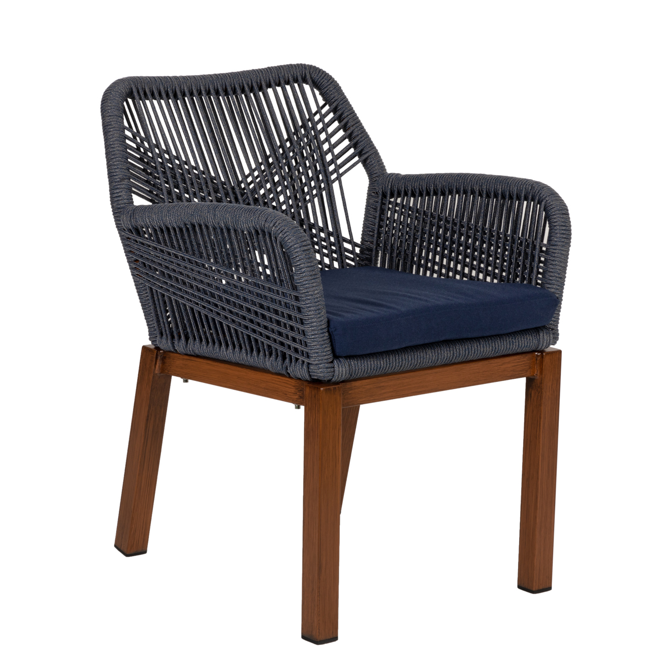 Πολυθρόνα Κήπου ArteLibre LISBON Mπλε/Μπαμπού Αλουμίνιο/Ύφασμα 57x58x77cm Arte-14840042