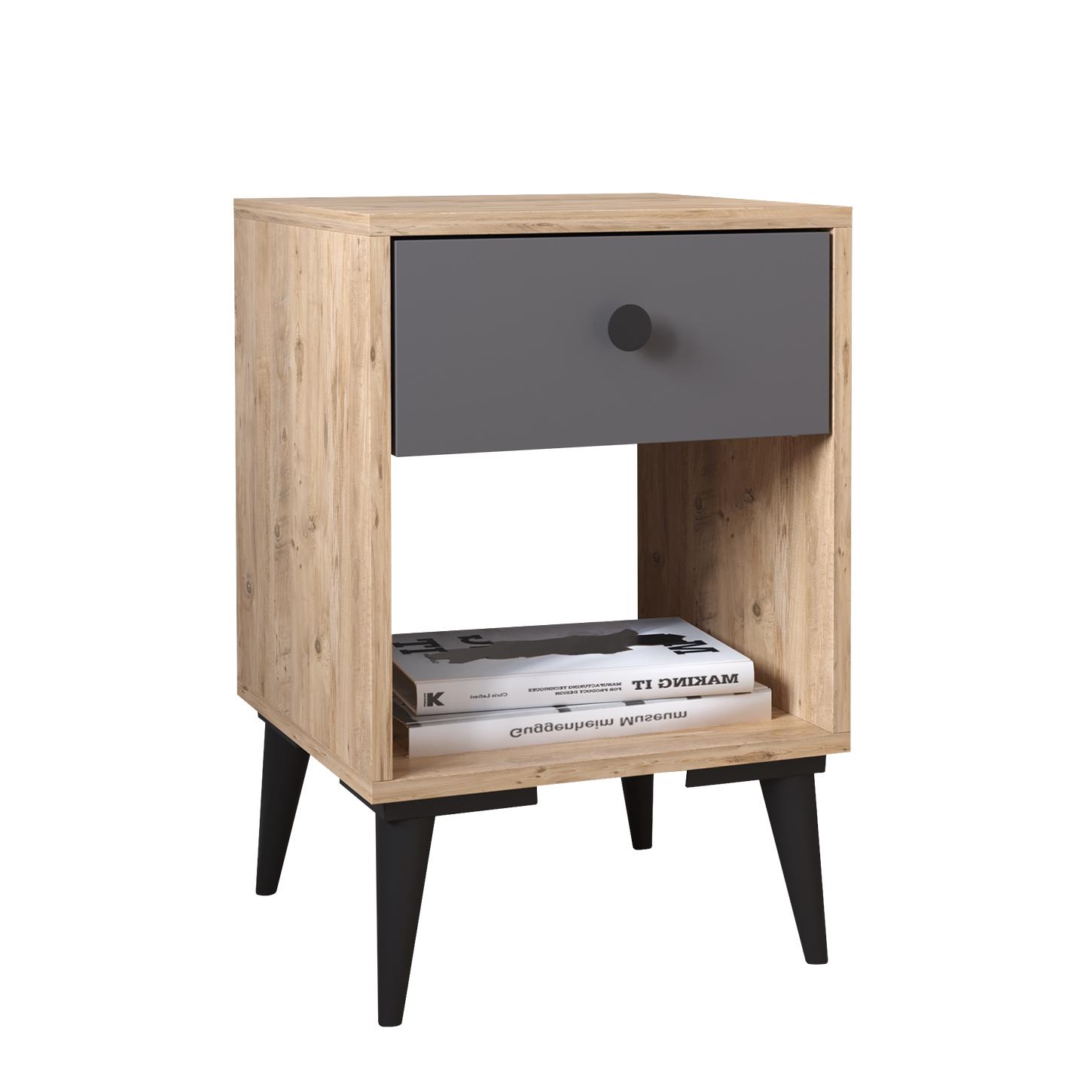 Κομοδίνο ArteLibre AMARI Δρυς/Ανθρακί Μοριοσανίδα 43x43x67.5cm Κομοδίνο ArteLibre AMARI Δρυς/Ανθρακί Μοριοσανίδα 43x43x67.5cm