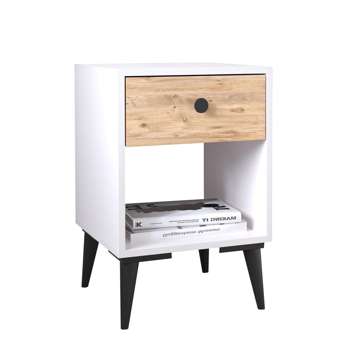 Κομοδίνο ArteLibre AMARI Λευκό/Δρυς Μοριοσανίδα 43x43x67.5cm Κομοδίνο ArteLibre AMARI Λευκό/Δρυς Μοριοσανίδα 43x43x67.5cm