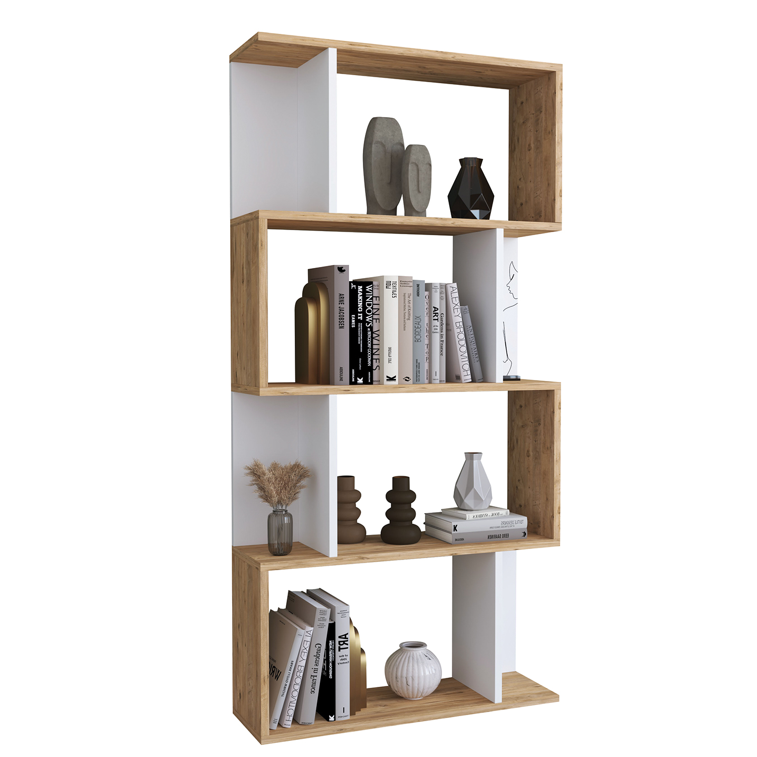 Βιβλιοθήκη ArteLibre CHIUMBO Δρυς/Λευκό Μοριοσανίδα 72x22x147cm Βιβλιοθήκη ArteLibre CHIUMBO Δρυς/Λευκό Μοριοσανίδα 72x22x147cm