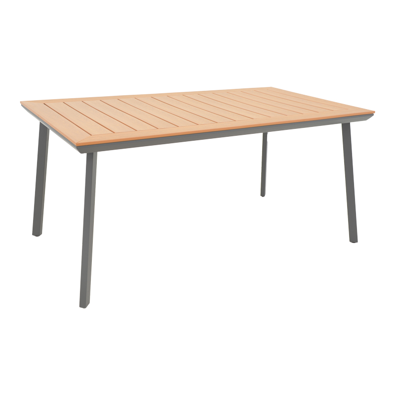 Τραπέζι Griffith pakoworld μαύρο αλουμίνιο και plywood σε φυσική απόχρωση 160x80x74εκ 152-000052