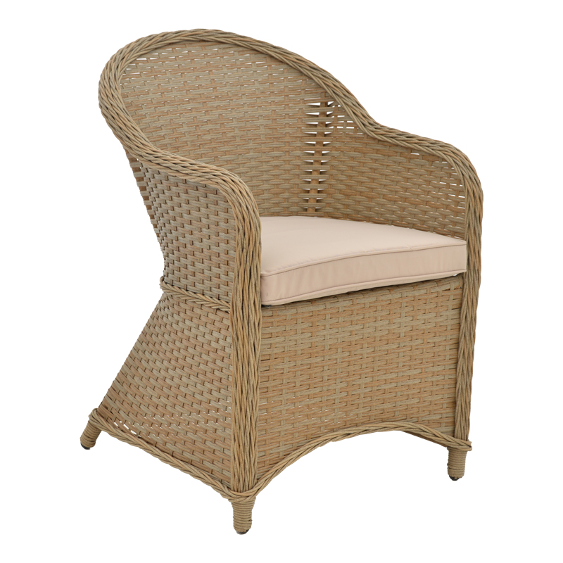 Πολυθρόνα κήπου Hadrian pakoworld rattan καφέ- textilene μπεζ 57x70x85εκ 152-000053 Πολυθρόνα κήπου Hadrian pakoworld rattan καφέ- textilene μπεζ 57x70x85εκ 152-000053