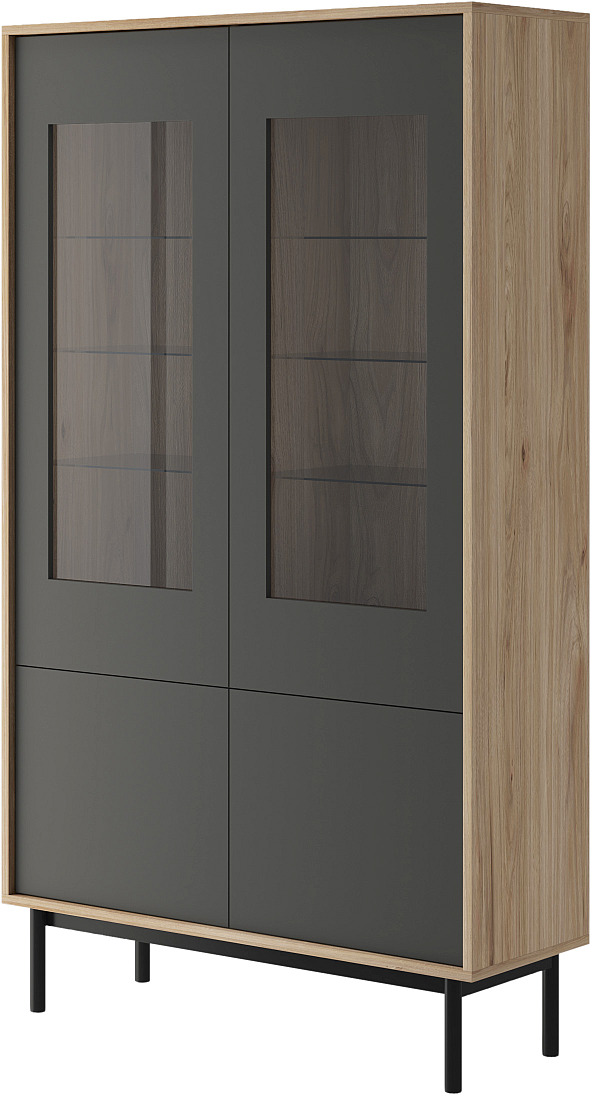 Βιτρίνα Basic Χρώμα: Jackson Hickory +Γραφίτης 104x185x39cm