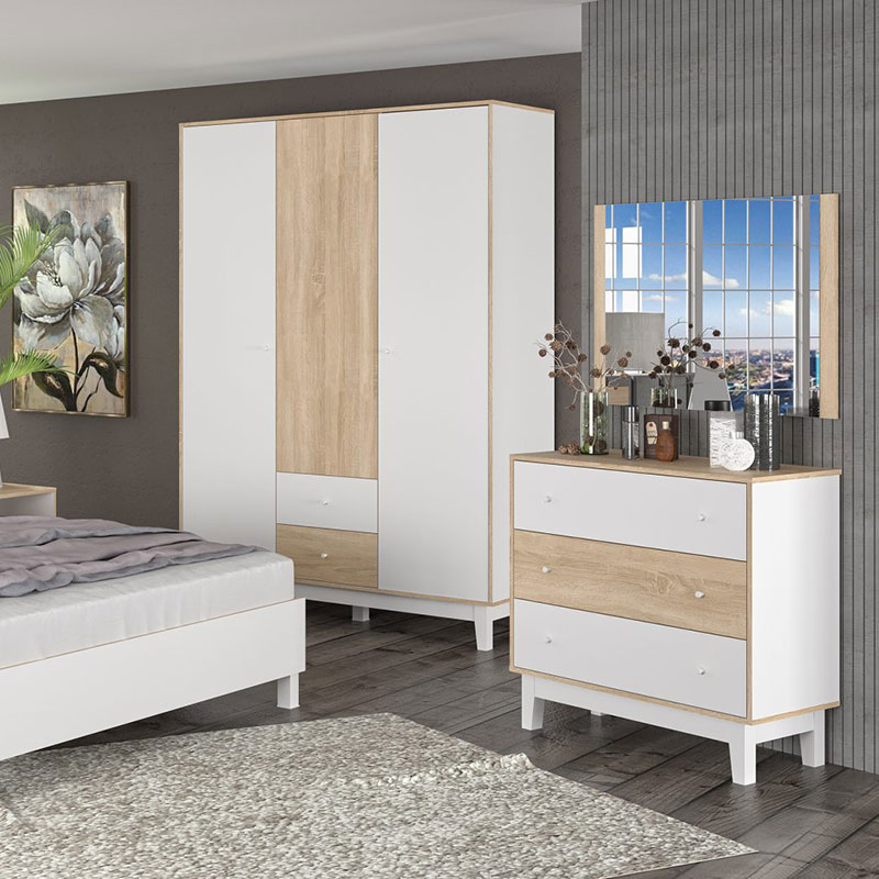 Συρταριέρα Vane Intrahome 3ων συρταριών sonoma-λευκό 90x44x88,5εκ INTRAPA-284111117