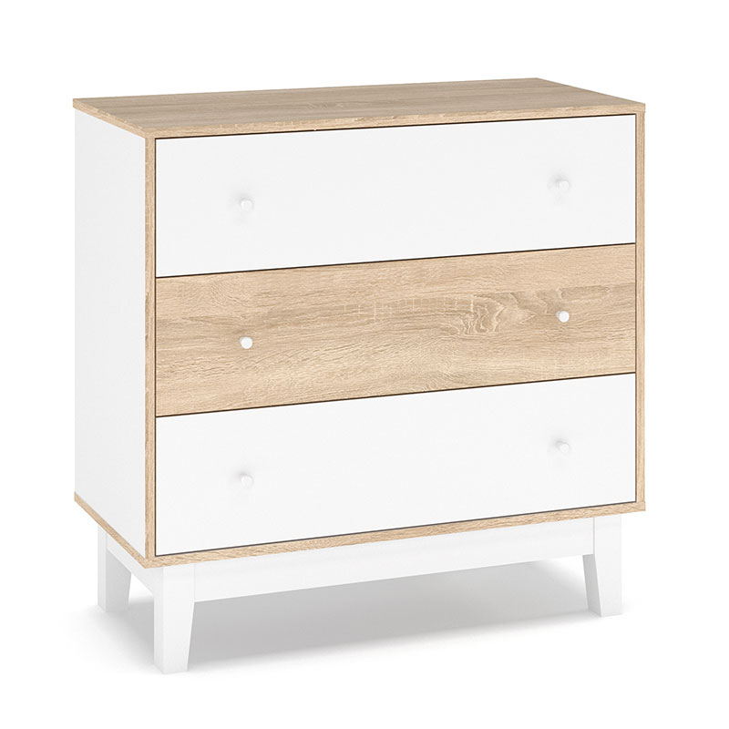 Συρταριέρα Awell pakoworld 3ων συρταριών sonoma-λευκό 90x44x88,5εκ 173-000006 Συρταριέρα Awell pakoworld 3ων συρταριών sonoma-λευκό 90x44x88,5εκ 173-000006