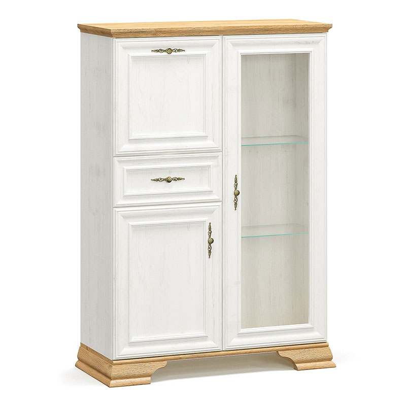 Βιτρίνα Jaden pakoworld golden oak-λευκό antique 93,5x39x133εκ 173-000031 Βιτρίνα Jaden pakoworld golden oak-λευκό antique 93,5x39x133εκ 173-000031