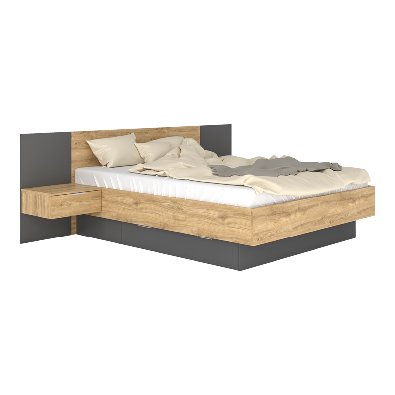 Intrahome Κρεβάτι διπλό Kantri Intrahome σε sonoma - γκρι απόχρωση 160x200εκ | SKU: INTRAPA-284111163