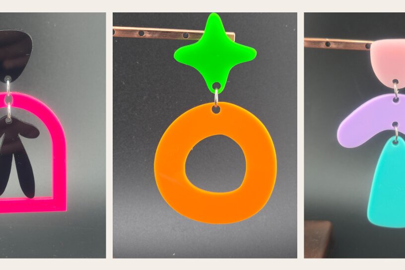 Σετ των 3 Intra απο ξύλο plywood 3mm-4mm πάχος 10 Έντονα Σκουλαρίκια Δίασταση 10x10 cm INTRAFABR-123676333