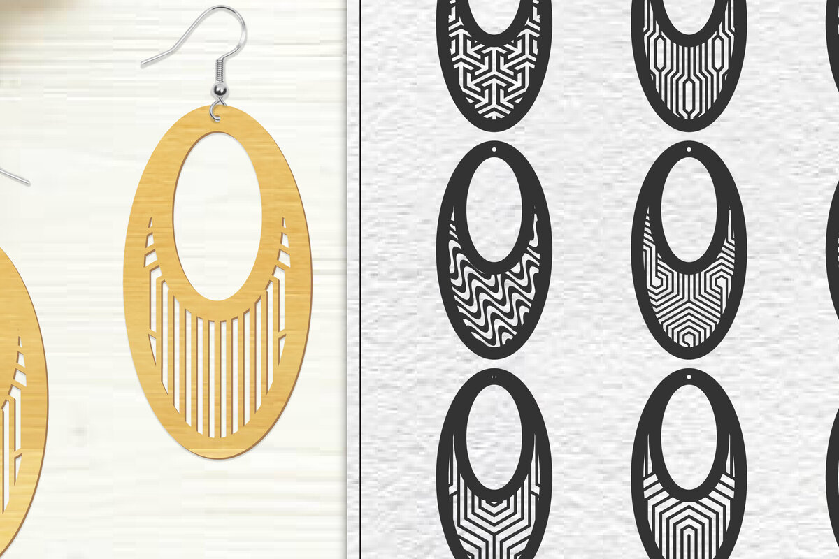 Σετ των 3 Intra απο ξύλο plywood 3mm-4mm πάχος 10 σχεδίων σκουλαρίκια Δίασταση 3x3 cm INTRAFABR-102045802