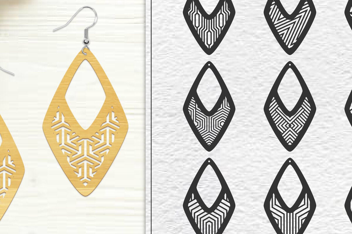 Σετ των 3 Intra απο ξύλο plywood 3mm-4mm πάχος 10 σχεδίων σκουλαρίκια Δίασταση 3x3 cm INTRAFABR-102046233