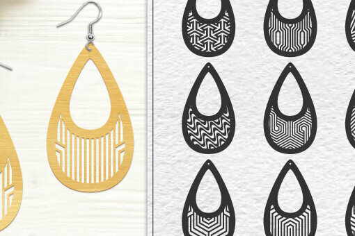 Σετ των 3 Intra απο ξύλο plywood 3mm-4mm πάχος 10 σχεδίων σκουλαρίκια Δίασταση 3x3 cm INTRAFABR-102046696