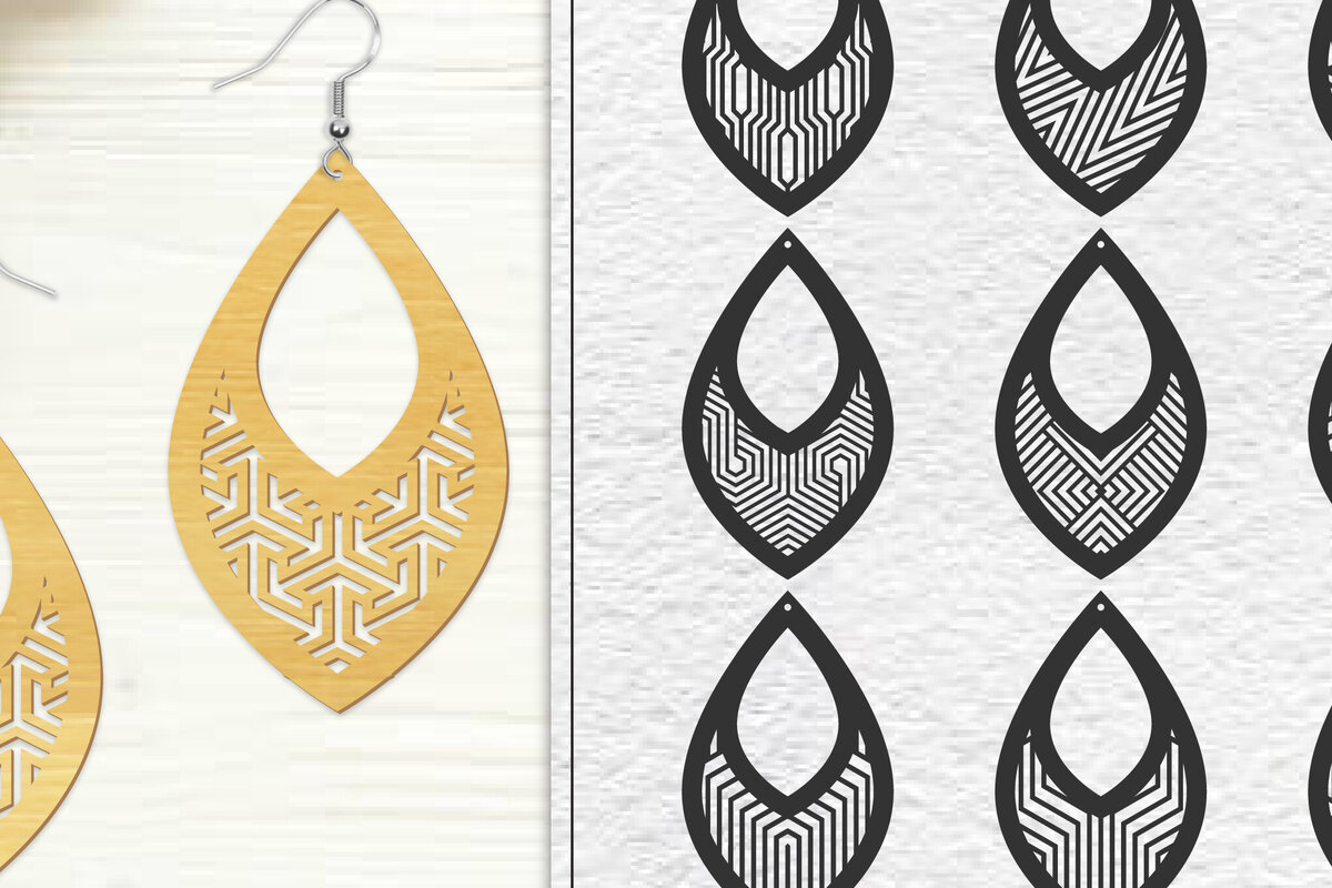 Σετ των 3 Intra απο ξύλο plywood 3mm-4mm πάχος 10 σχεδίων σκουλαρίκια Δίασταση 3x3 cm INTRAFABR-102045324