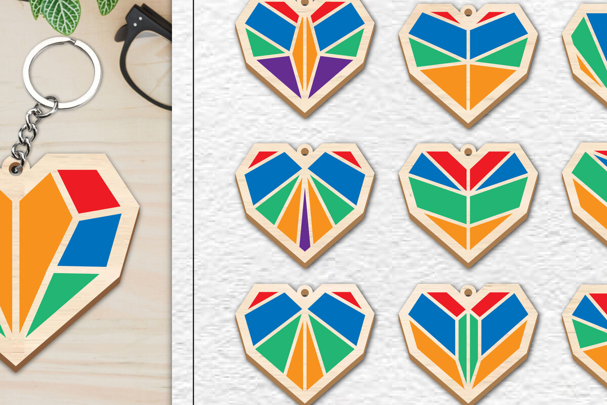 Σετ των 3 Intra απο ξύλο plywood 3mm-4mm πάχος 10 Design Love Keychain Δίασταση 6x6 cm INTRAFABR-100638707