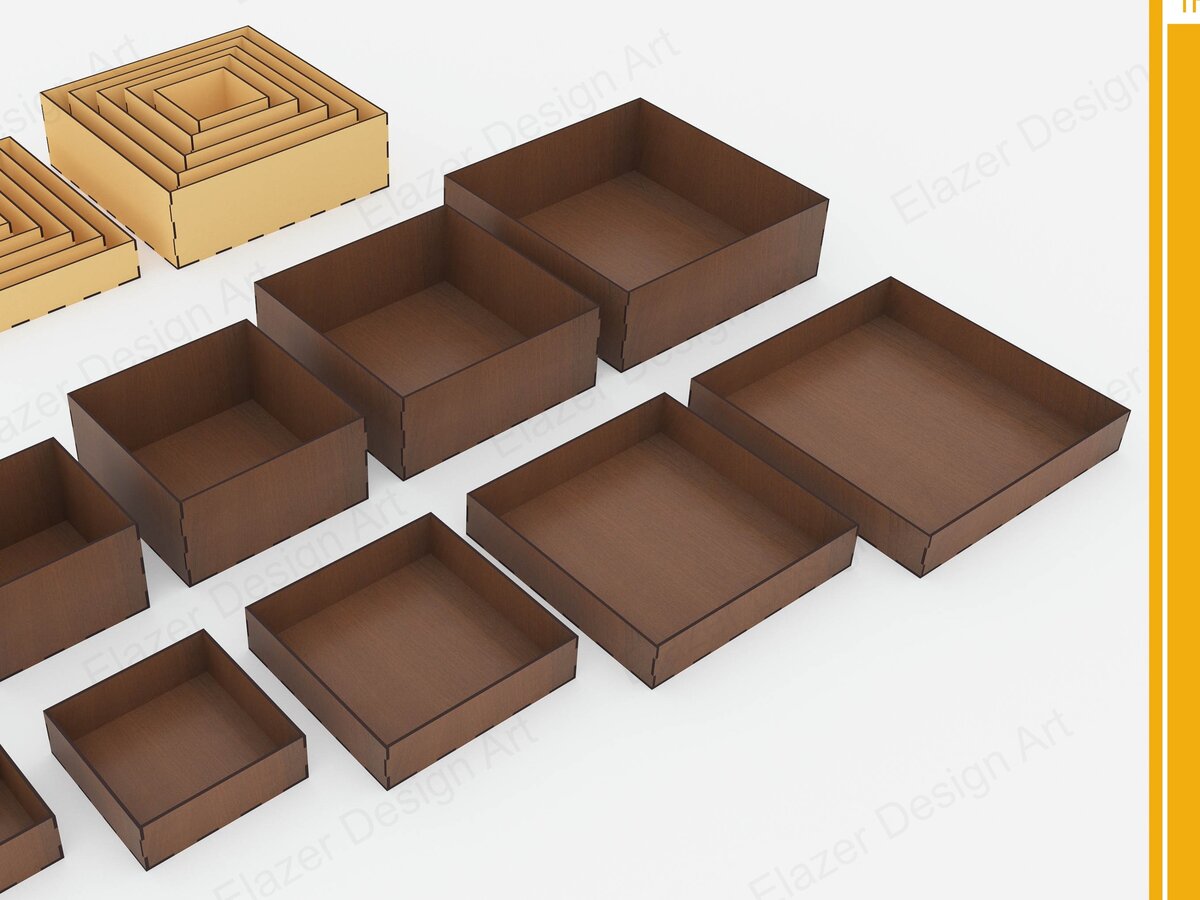 Σετ των 3 Intra απο ξύλο plywood 3mm-4mm πάχος Κουτί αποθήκευσης 10 διαφορετικών μεγεθών Δίασταση 8x1 cm INTRAFABR-72392573