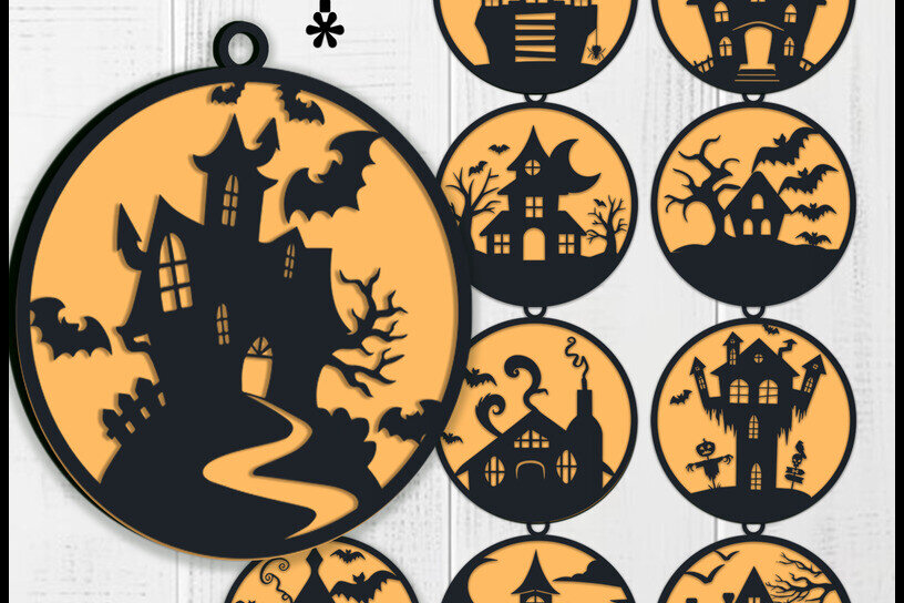 Σετ των 3 Intra απο ξύλο plywood 3mm-4mm πάχος 10 Halloween Sign Horror Δίασταση 8x8 cm INTRAFABR-119003752