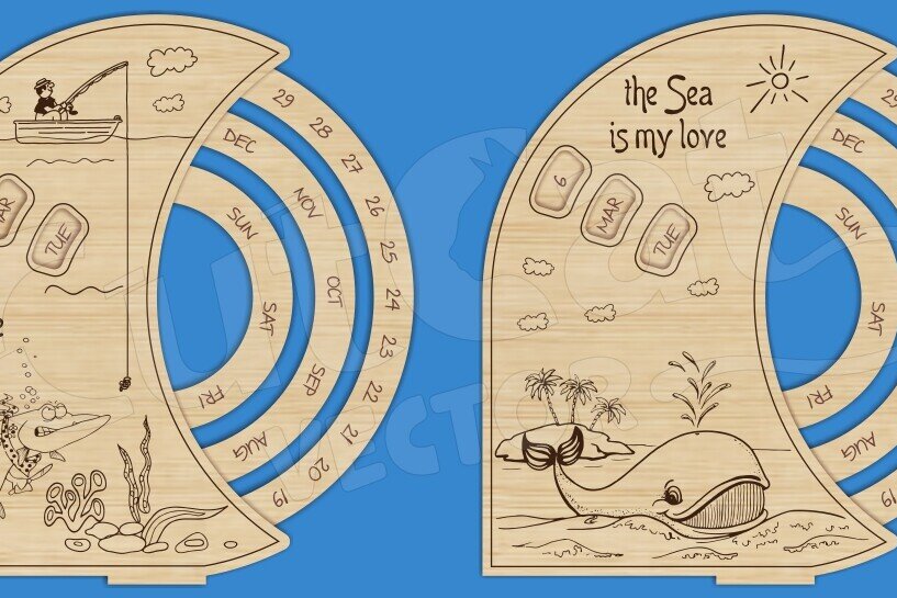 Intra απο ξύλο plywood 3mm-4mm πάχος 10 διαρκούς ημερολογίου με υδάτινο θέμα Δίασταση 60x60 cm INTRAFABR-119437859